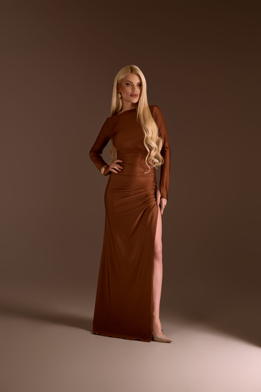 Draped Gown - Bronze cocoa