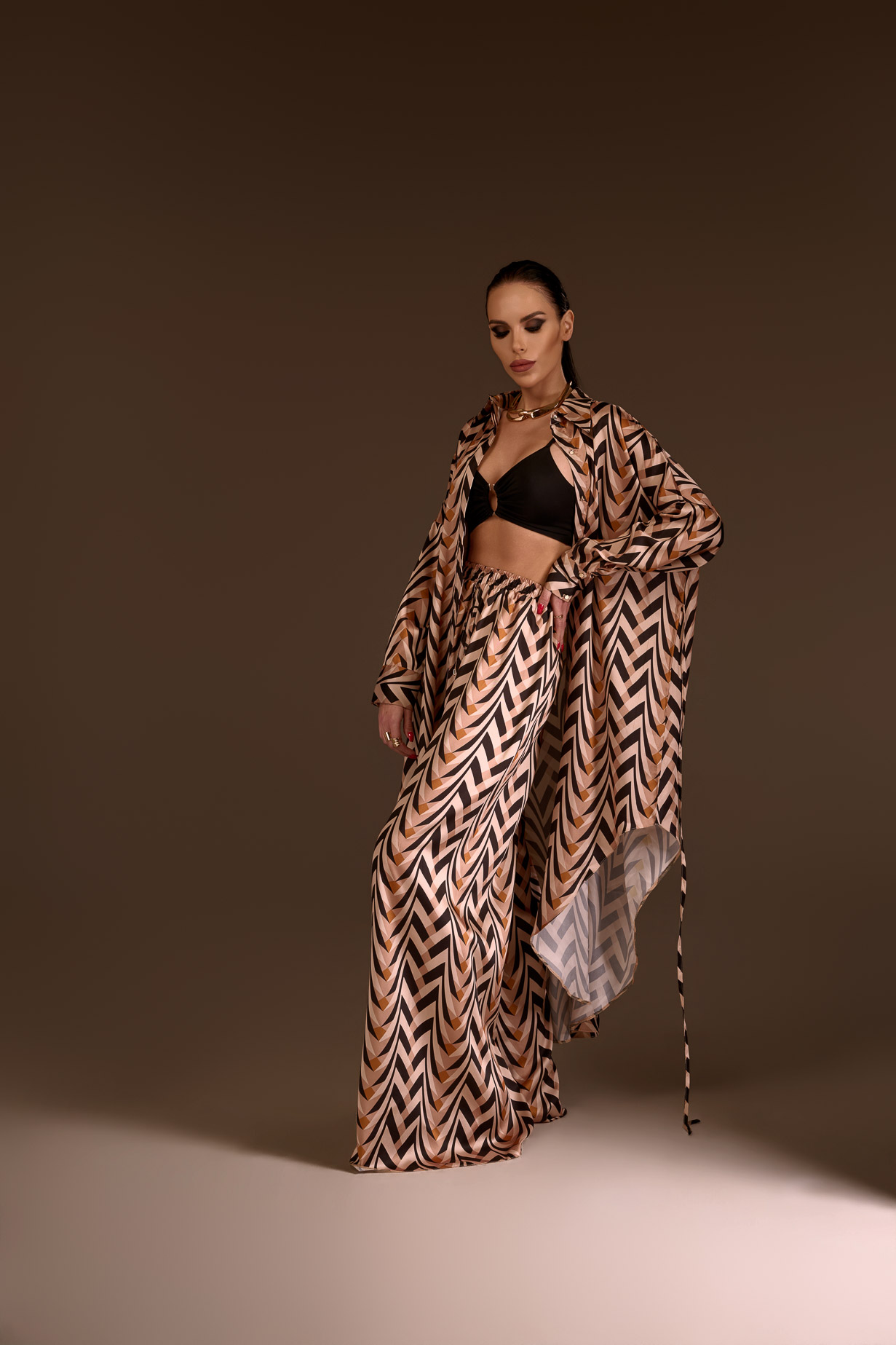 GOLDEN HOUR | Desert Mosaic Long Satin Shirt